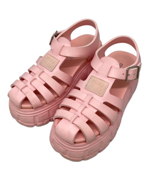 MIU MIU（ミュウミュウ）MIU MIU (ミュウミュウ) EVA プラットフォームサンダル ピンク サイズ:37の古着・服飾アイテム