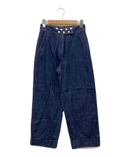 DRIES VAN NOTEN（ドリスヴァンノッテン）DRIES VAN NOTEN (ドリスヴァンノッテン) フロントスタッズワイドデニムパンツ インディゴ サイズ:36の古着・服飾アイテム
