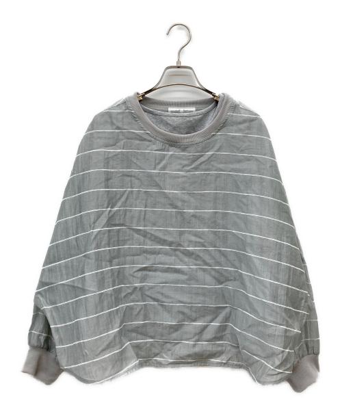 BEARDSLEY（ビアズリー）BEARDSLEY (ビアズリー) シアーボーダーシャツTee グレー サイズ:FREEの古着・服飾アイテム