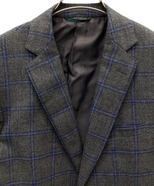 janecostellazion（ジャンコステラッツォーネ）janecostellazion (ジャンコステラッツォーネ) LORO PIANA (ロロピアーナ) チェックテーラードジャケット グレー サイズ:98A8の古着・服飾アイテム