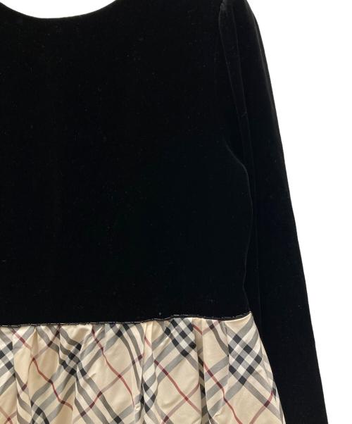BURBERRY LONDON（バーバリーロンドン）BURBERRY LONDON (バーバリーロンドン) ベロア切替ノバチェックワンピース ブラック×ベージュ サイズ:SIZE 160Aの古着・服飾アイテム