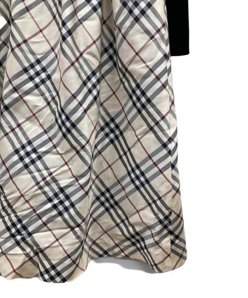 BURBERRY LONDON（バーバリーロンドン）BURBERRY LONDON (バーバリーロンドン) ベロア切替ノバチェックワンピース ブラック×ベージュ サイズ:SIZE 160Aの古着・服飾アイテム