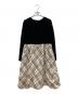 BURBERRY LONDON (バーバリーロンドン) ベロア切替ノバチェックワンピース ブラック×ベージュ サイズ:SIZE 160A：5000円