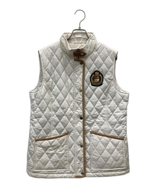 LAUREN RALPH LAUREN（ローレン ラルフ ローレン）LAUREN RALPH LAUREN (ローレン ラルフ ローレン) ワッペン付きキルティングベスト ホワイト サイズ:Lの古着・服飾アイテム