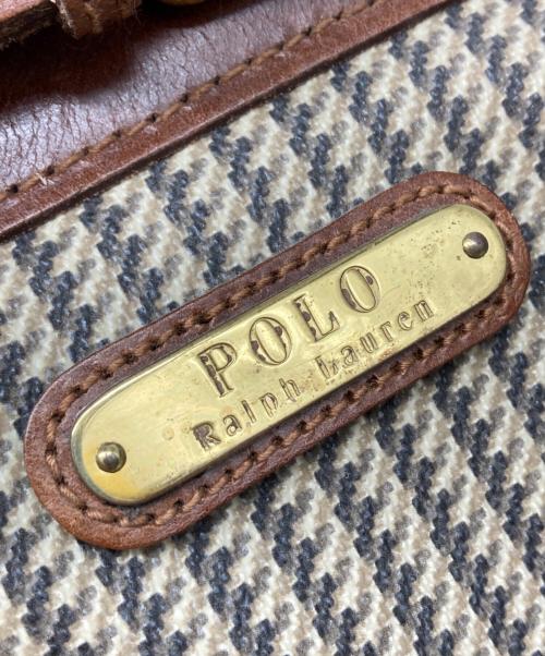 POLO RALPH LAUREN（ポロ・ラルフローレン）POLO RALPH LAUREN (ポロ・ラルフローレン) レザー切替ハンドバッグ ベージュ×ブラウンの古着・服飾アイテム
