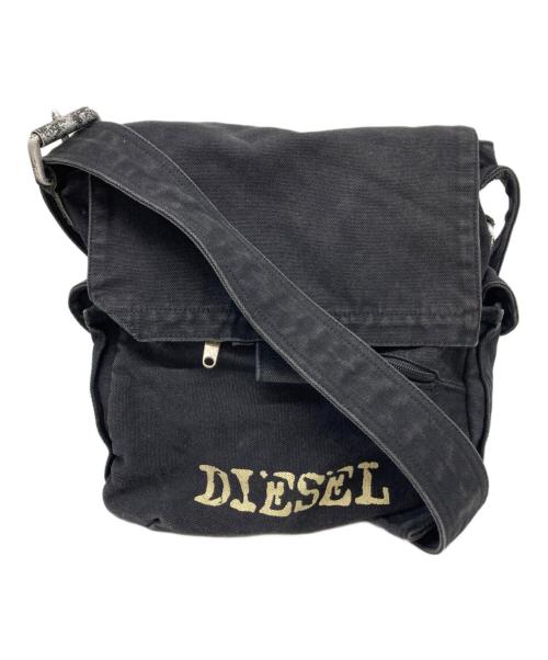 DIESEL（ディーゼル）DIESEL (ディーゼル) キャンバスショルダーバッグ ブラックの古着・服飾アイテム