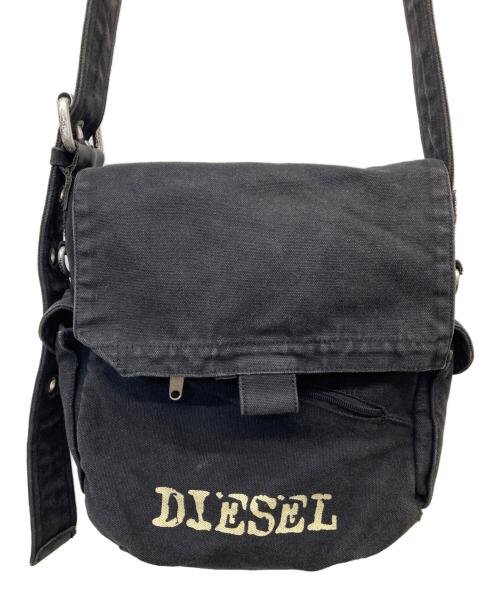 DIESEL（ディーゼル）DIESEL (ディーゼル) キャンバスショルダーバッグ ブラックの古着・服飾アイテム