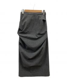 YENN（イエン）の古着「UNEVEN DRAPED SKIRT」｜ブラック