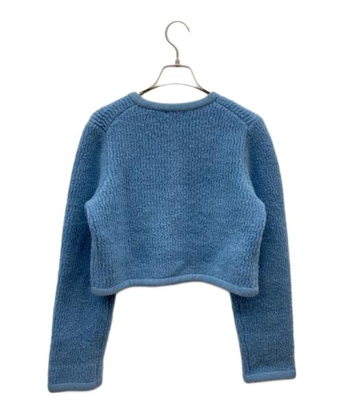 FRAY ID（フレイ アイディー）FRAY ID (フレイ アイディー) ブークレヤーンコンパクトニットジャケット ブルー サイズ:FREEの古着・服飾アイテム