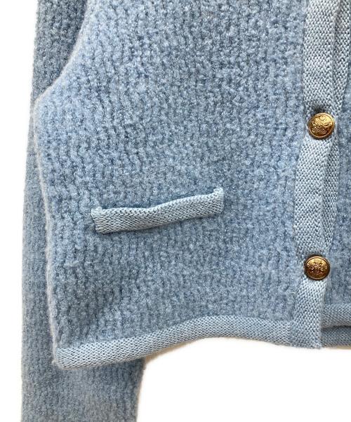 FRAY ID（フレイ アイディー）FRAY ID (フレイ アイディー) ブークレヤーンコンパクトニットジャケット ブルー サイズ:FREEの古着・服飾アイテム