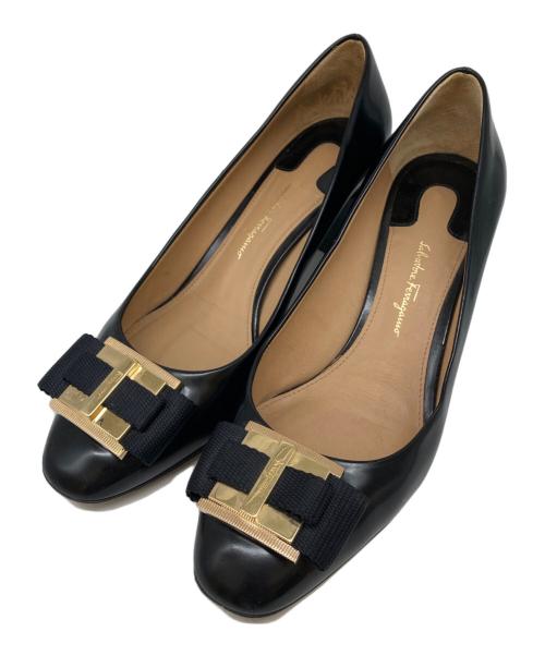 Salvatore Ferragamo（サルヴァトーレ フェラガモ）Salvatore Ferragamo (サルヴァトーレ フェラガモ) リボンディテールパンプス ブラック サイズ:7 1/2の古着・服飾アイテム