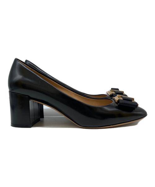Salvatore Ferragamo（サルヴァトーレ フェラガモ）Salvatore Ferragamo (サルヴァトーレ フェラガモ) リボンディテールパンプス ブラック サイズ:7 1/2の古着・服飾アイテム