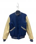 butwinバトウィン）の古着「80’S レザー切替スタジャン」｜ブルー×ベージュ