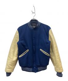 butwin（バトウィン）の古着「80’S レザー切替スタジャン」｜ブルー×ベージュ
