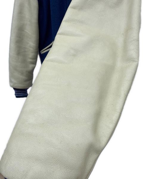 butwin（バトウィン）BUTWIN (バトウィン) 80’S レザー切替スタジャン ブルー×ベージュ サイズ:Sの古着・服飾アイテム