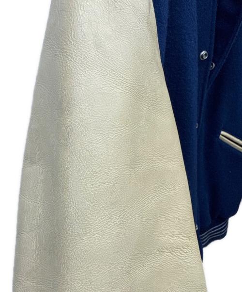 butwin（バトウィン）BUTWIN (バトウィン) 80’S レザー切替スタジャン ブルー×ベージュ サイズ:Sの古着・服飾アイテム