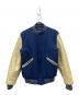 BUTWIN（バトウィン）の古着「80’S レザー切替スタジャン」｜ブルー×ベージュ