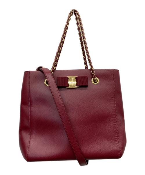 Salvatore Ferragamo（サルヴァトーレ フェラガモ）Salvatore Ferragamo (サルヴァトーレ フェラガモ) 2WAYチェーンショルダーバッグ ボルドーの古着・服飾アイテム
