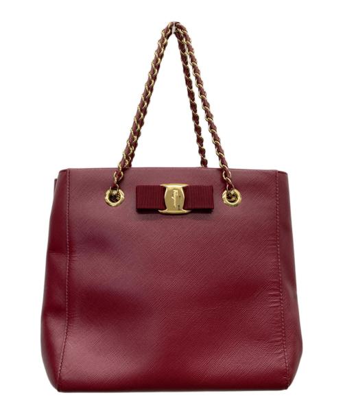 Salvatore Ferragamo（サルヴァトーレ フェラガモ）Salvatore Ferragamo (サルヴァトーレ フェラガモ) 2WAYチェーンショルダーバッグ ボルドーの古着・服飾アイテム
