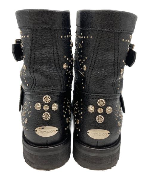 JIMMY CHOO（ジミーチュウ）JIMMY CHOO (ジミーチュウ) グラフィック スタースタッズ バイカーブーツ ブラック サイズ:35の古着・服飾アイテム