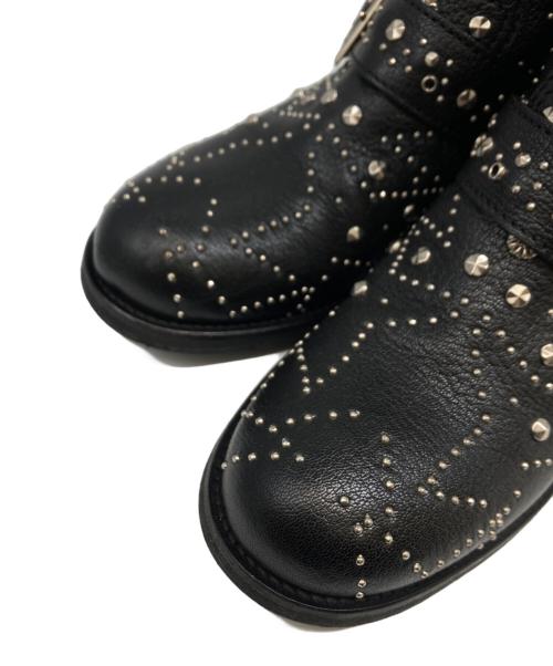 JIMMY CHOO（ジミーチュウ）JIMMY CHOO (ジミーチュウ) グラフィック スタースタッズ バイカーブーツ ブラック サイズ:35の古着・服飾アイテム