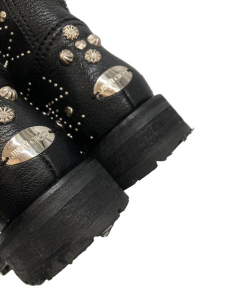 JIMMY CHOO（ジミーチュウ）JIMMY CHOO (ジミーチュウ) グラフィック スタースタッズ バイカーブーツ ブラック サイズ:35の古着・服飾アイテム