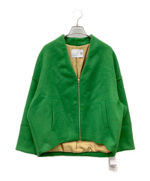 PASSIONE（パシオーネ）PASSIONE (パシオーネ) Vネックノーカラー ジップ ジャケット グリーン サイズ:38 未使用品の古着・服飾アイテム