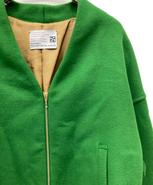 PASSIONE（パシオーネ）PASSIONE (パシオーネ) Vネックノーカラー ジップ ジャケット グリーン サイズ:38 未使用品の古着・服飾アイテム
