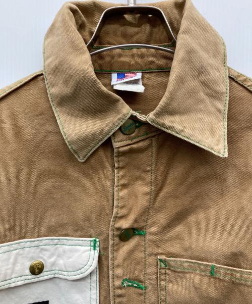 Pointer（ポインター）POINTER (ポインター) グリーンステッチカバーオール ブラウン サイズ:Mの古着・服飾アイテム