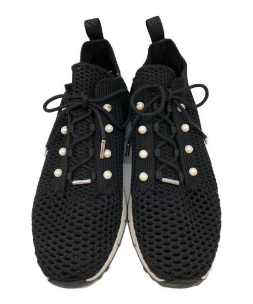 JIMMY CHOO（ジミーチュウ）JIMMY CHOO (ジミーチュウ) ヴェレスクロシェニットスニーカー ブラック サイズ:39-40の古着・服飾アイテム