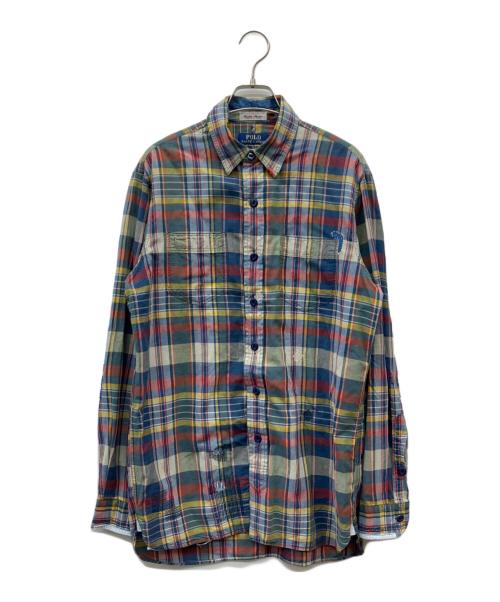 POLO RALPH LAUREN（ポロ・ラルフローレン）POLO RALPH LAUREN (ポロ・ラルフローレン) リペア加工パッチワークチェックシャツ マルチカラー サイズ:Sの古着・服飾アイテム