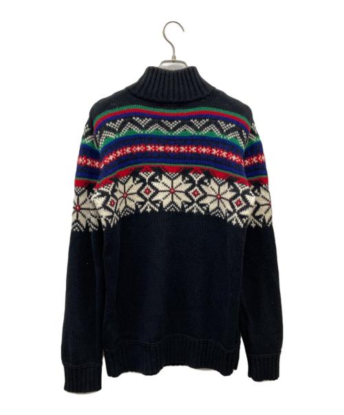 POLO RALPH LAUREN（ポロ・ラルフローレン）POLO RALPH LAUREN (ポロ・ラルフローレン) 90s ハーフジップノルディックニット ブラック サイズ:XLの古着・服飾アイテム