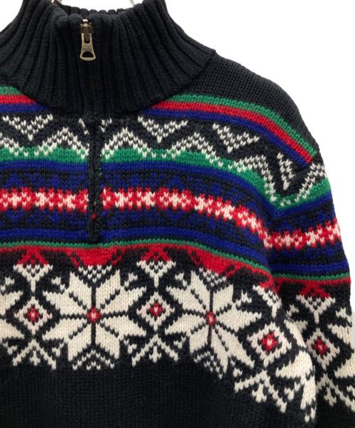 POLO RALPH LAUREN（ポロ・ラルフローレン）POLO RALPH LAUREN (ポロ・ラルフローレン) 90s ハーフジップノルディックニット ブラック サイズ:XLの古着・服飾アイテム
