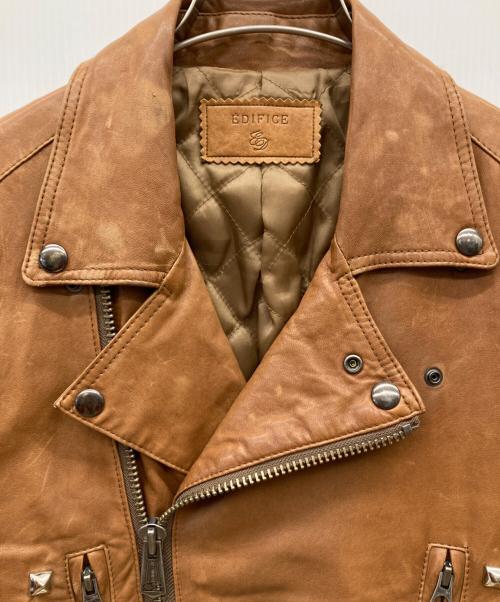 EDIFICE（エディフィス）EDIFICE (エディフィス) ラムレザーライダースジャケット ブラウン サイズ:40の古着・服飾アイテム