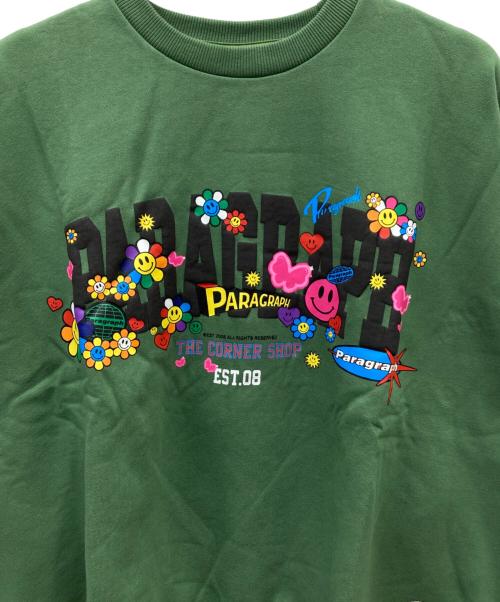 paragraph（パラグラフ）Paragraph (パラグラフ) プリントスウェット グリーン サイズ:3 未使用品の古着・服飾アイテム