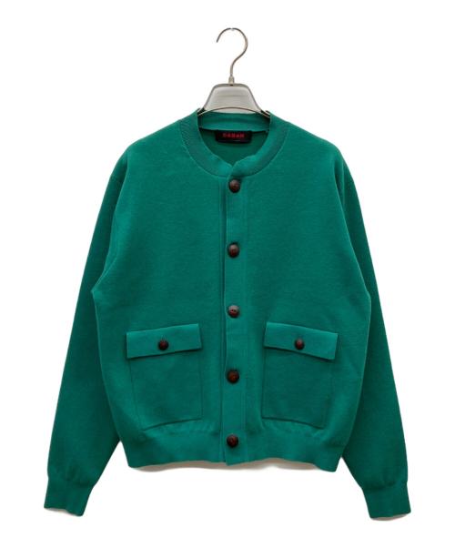 CABAN（キャバン）CABaN (キャバン) コットンカシミヤフラップポケットクルーネックカーディガン グリーン サイズ:Sの古着・服飾アイテム