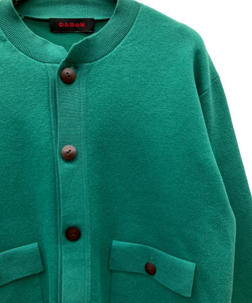 CABAN（キャバン）CABaN (キャバン) コットンカシミヤフラップポケットクルーネックカーディガン グリーン サイズ:Sの古着・服飾アイテム