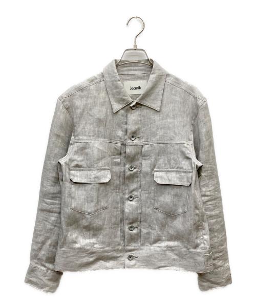 Jeanik（ジーニック）JEANIK (ジーニック) 墨染めリネンツイルトラッカージャケット グレー サイズ:Sの古着・服飾アイテム