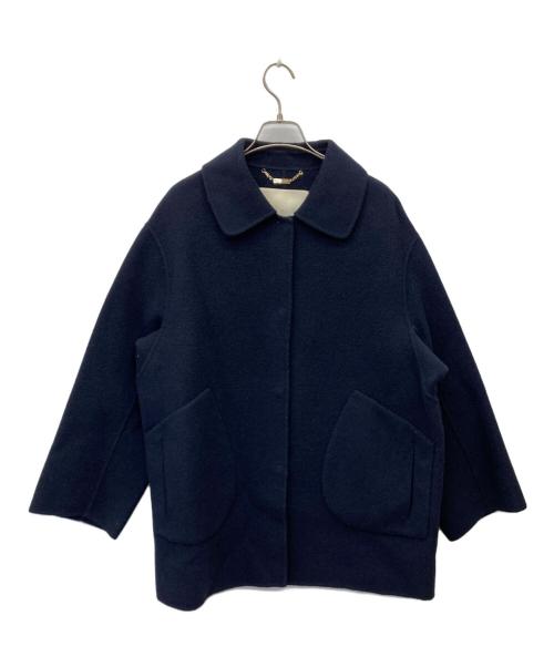 THE CLASSE（ザ・クラス）THE CLASSE (ザ・クラス) カシミヤ混ウールリバーショートコート ネイビー サイズ:11の古着・服飾アイテム