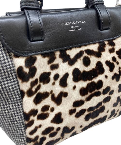 CHRISTIAN VILLA（クリスチャンヴィラ）CHRISTIAN VILLA (クリスチャンヴィラ) ゼブラ切替 2WAYショルダーバッグ グレーの古着・服飾アイテム