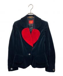 Vivienne Westwood RED LABEL（ヴィヴィアンウエストウッドレッドレーベル）の古着「ベロア ラブジャケット」｜ブラック×レッド