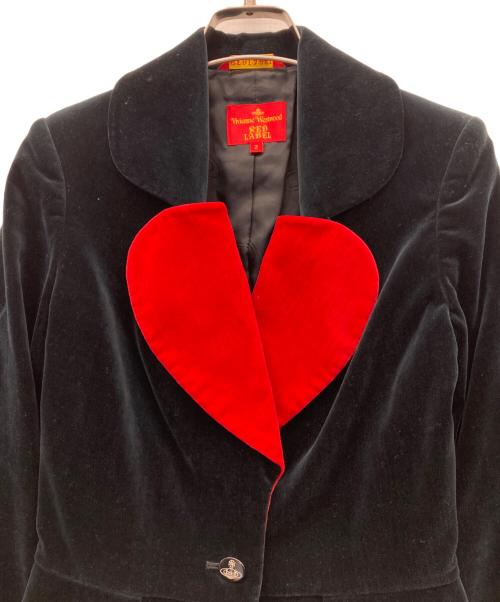 Vivienne Westwood RED LABEL（ヴィヴィアンウエストウッドレッドレーベル）Vivienne Westwood RED LABEL (ヴィヴィアンウエストウッドレッドレーベル) ベロア ラブジャケット ブラック×レッド サイズ:2の古着・服飾アイテム