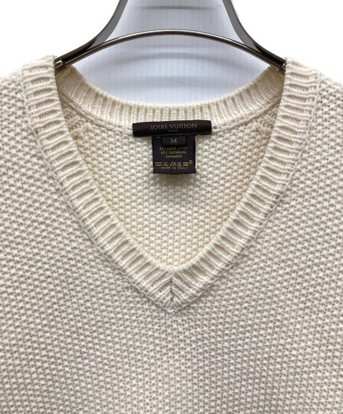 LOUIS VUITTON（ルイ ヴィトン）LOUIS VUITTON (ルイ ヴィトン) ウールカシミヤVネックニット ホワイト サイズ:Mの古着・服飾アイテム