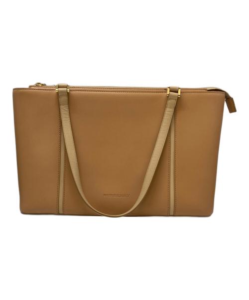 BURBERRY（バーバリー）BURBERRY (バーバリー) レザースクエアトートバッグ ベージュの古着・服飾アイテム