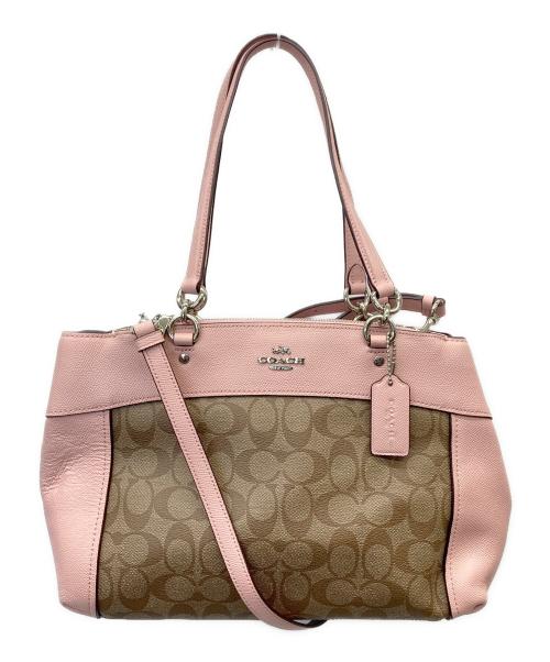 COACH（コーチ）COACH (コーチ) シグネチャー 2WAY ショルダーバッグ ブラウンピンクの古着・服飾アイテム