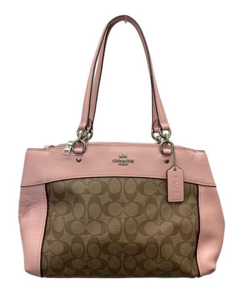 COACH（コーチ）COACH (コーチ) シグネチャー 2WAY ショルダーバッグ ブラウンピンクの古着・服飾アイテム