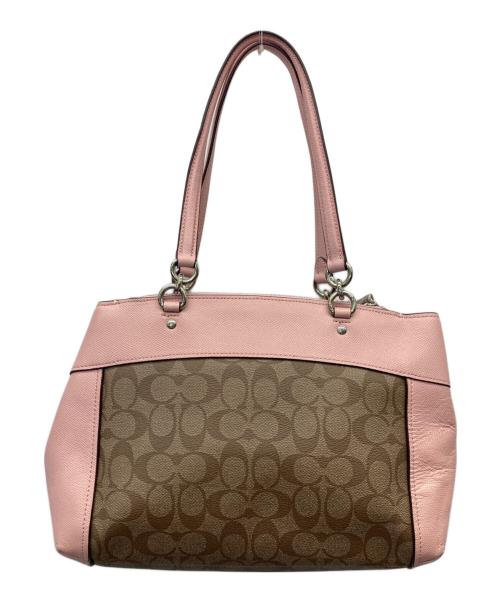 COACH（コーチ）COACH (コーチ) シグネチャー 2WAY ショルダーバッグ ブラウンピンクの古着・服飾アイテム
