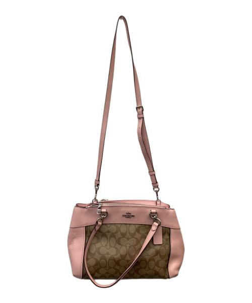 COACH（コーチ）COACH (コーチ) シグネチャー 2WAY ショルダーバッグ ブラウンピンクの古着・服飾アイテム