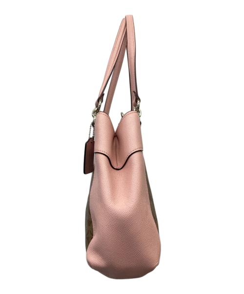 COACH（コーチ）COACH (コーチ) シグネチャー 2WAY ショルダーバッグ ブラウンピンクの古着・服飾アイテム