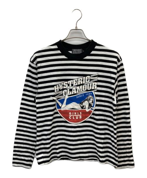 Hysteric Glamour（ヒステリックグラマー）Hysteric Glamour (ヒステリックグラマー) GIRLS CLUB Tee ブラック×ホワイト サイズ:Mの古着・服飾アイテム